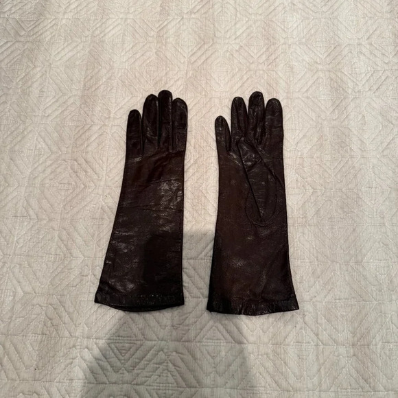 NEW Chocolate Brown Leather Gloves, S-M - Picture 3 of 5